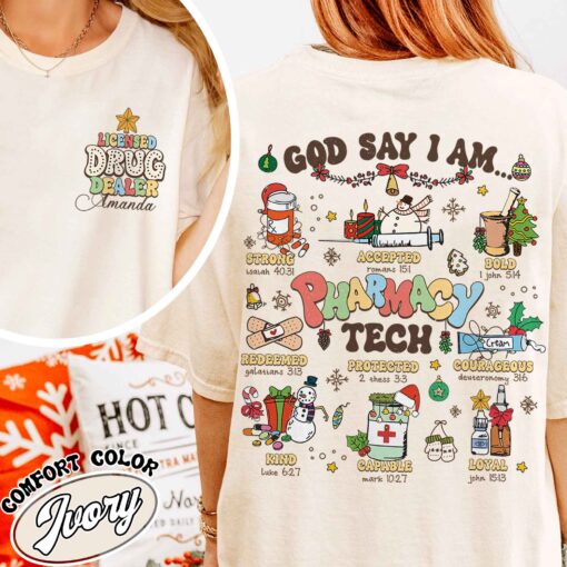 funny pharmacy tech christmas shirt pharmacy tech vintage t shirt womens christian nurse christmas shirt waqbw