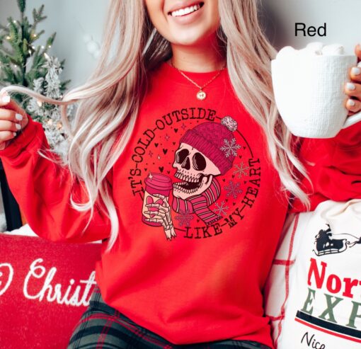 funny valentines day sweatshirt for women with skull design oversized winter shirt for coffee lovers 3iidf