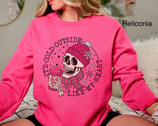 funny valentines day sweatshirt for women with skull design oversized winter shirt for coffee lovers