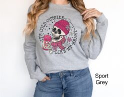 funny valentines day sweatshirt for women with skull design oversized winter shirt for coffee lovers dbwx4
