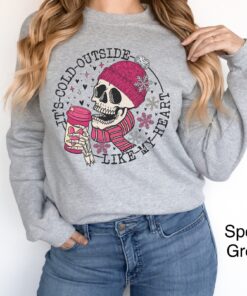 funny valentines day sweatshirt for women with skull design oversized winter shirt for coffee lovers dbwx4