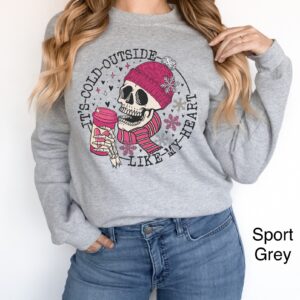 funny valentines day sweatshirt for women with skull design oversized winter shirt for coffee lovers dbwx4