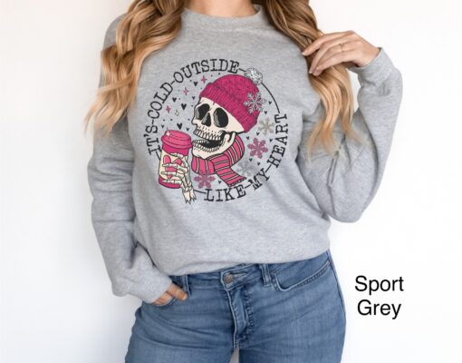 funny valentines day sweatshirt for women with skull design oversized winter shirt for coffee lovers