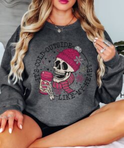 funny valentines day sweatshirt for women with skull design oversized winter shirt for coffee lovers nplyv