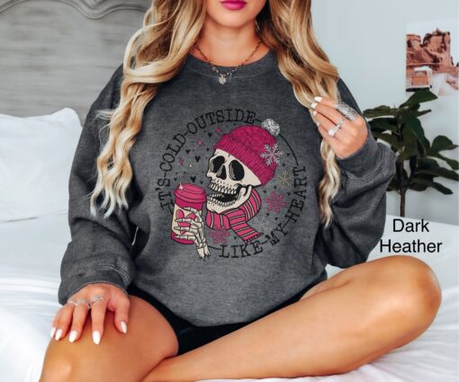 funny valentines day sweatshirt for women with skull design oversized winter shirt for coffee lovers nplyv