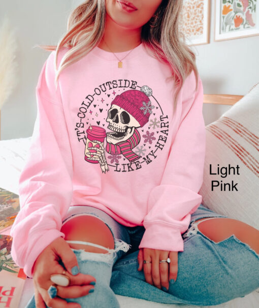 funny valentines day sweatshirt for women with skull design oversized winter shirt for coffee lovers ohsla