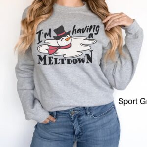 funny winter sweatshirt with snowman design for mental health awareness and anxiety relief f3mk3