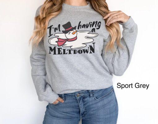 funny winter sweatshirt with snowman design for mental health awareness and anxiety relief f3mk3