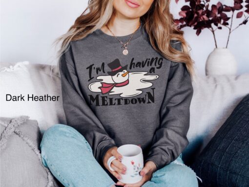 funny winter sweatshirt with snowman design for mental health awareness and anxiety relief p5jqu