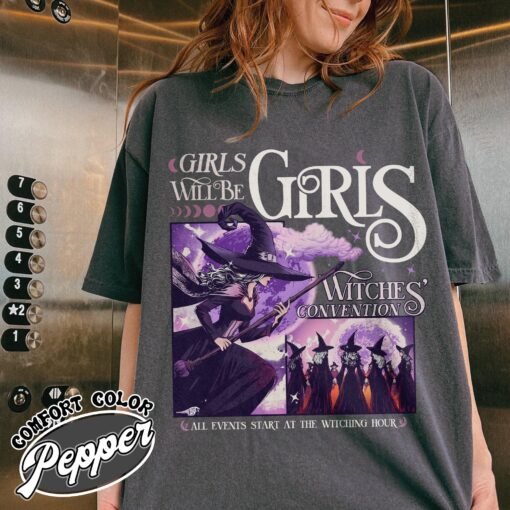 girls will be girls witch shirt witchy feminist vintage t shirt womens halloween shirt