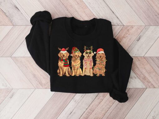 golden retriever christmas sweatshirt for dog lovers featuring holiday design and comfortable fit ideal for christmas and new year celebrations azotx scaled