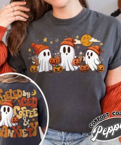 halloween coffee shirt cute ghost drinking coffee vintage t shirt womens halloween shirt gzedb