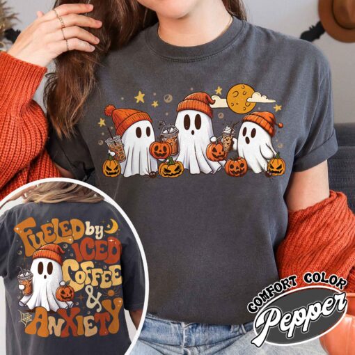 halloween coffee shirt cute ghost drinking coffee vintage t shirt womens halloween shirt gzedb