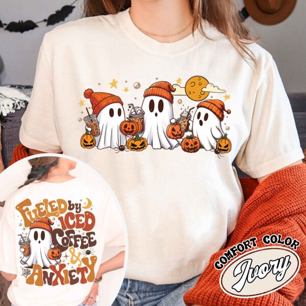 halloween coffee shirt cute ghost drinking coffee vintage t shirt womens halloween shirt hf8ua