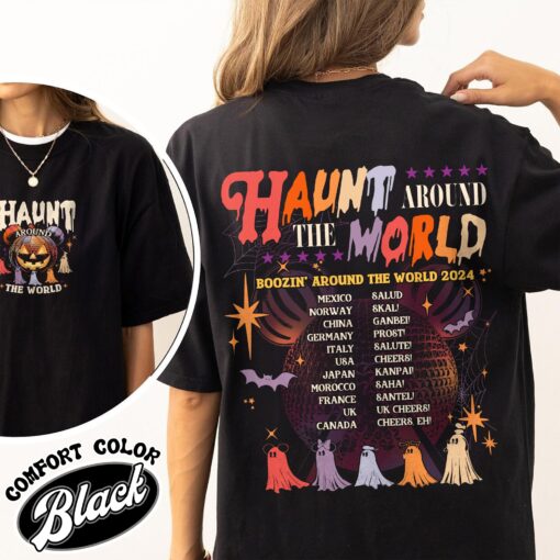 haunt around the world shirt epcot drinking vintage halloween t shirt womens party shirt 06k67