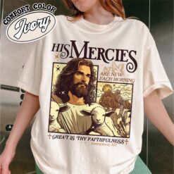his mercies are new everyday shirt christian vintage bible verse t shirt womens faith based shirt jnuox