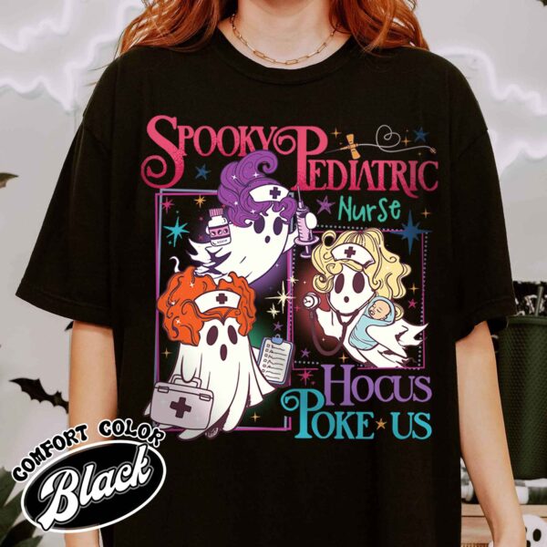 hocus poke us shirt spooky nurse vintage t shirt womens halloween pediatric nurse shirt hblye