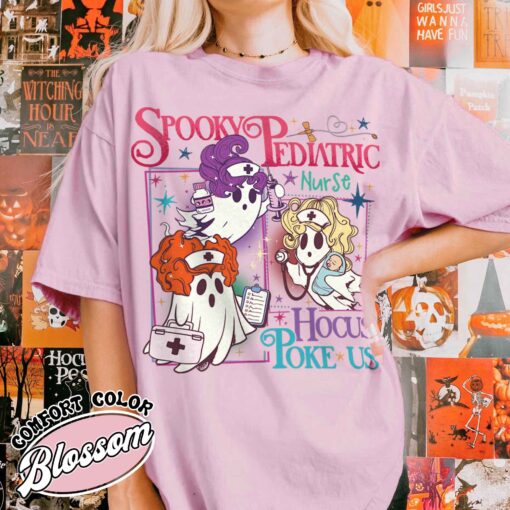 hocus poke us shirt spooky nurse vintage t shirt womens halloween pediatric nurse shirt ke2dk