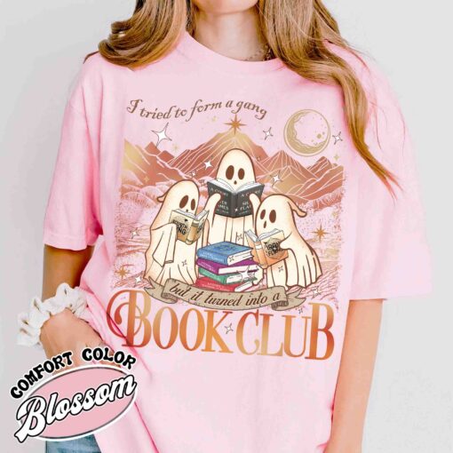 i tried to form a gang and it turned into a book club shirt book club halloween vintage shirt ghost reading womens shirt 8b1e4