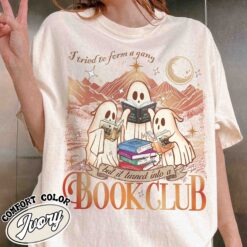 i tried to form a gang and it turned into a book club shirt book club halloween vintage shirt ghost reading womens shirt lhxa9