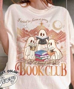 i tried to form a gang and it turned into a book club shirt book club halloween vintage shirt ghost reading womens shirt lhxa9