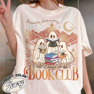 i tried to form a gang and it turned into a book club shirt book club halloween vintage shirt ghost reading womens shirt lhxa9