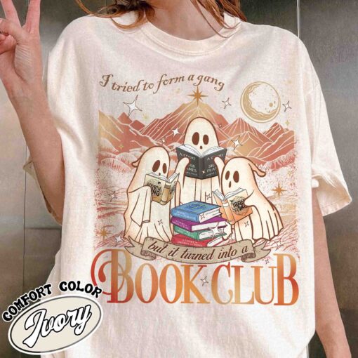 i tried to form a gang and it turned into a book club shirt book club halloween vintage shirt ghost reading womens shirt