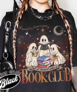 i tried to form a gang and it turned into a book club shirt book club halloween vintage shirt ghost reading womens shirt xvb5i