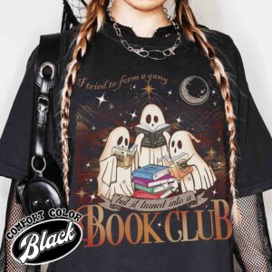 i tried to form a gang and it turned into a book club shirt book club halloween vintage shirt ghost reading womens shirt xvb5i