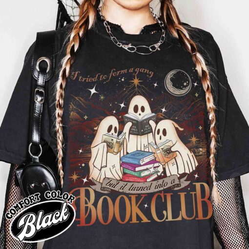 i tried to form a gang and it turned into a book club shirt book club halloween vintage shirt ghost reading womens shirt