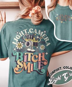 lights camera bitch smile comfort colors t shirt vintage swiftie merch t shirt womens concert gift shirt pt62f