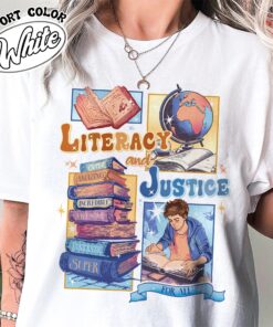 literacy and justice for all shirt vintage book lover shirt womens reading librarian t shirt gj1nt