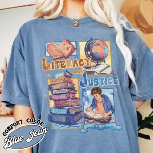 literacy and justice for all shirt vintage book lover shirt womens reading librarian t shirt xvwcm