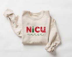 NICU Nurse Christmas Sweatshirt with Fun Design for Holiday Spirit and Comfort Colors - Ideal for NICU Nurses Celebrating the Season