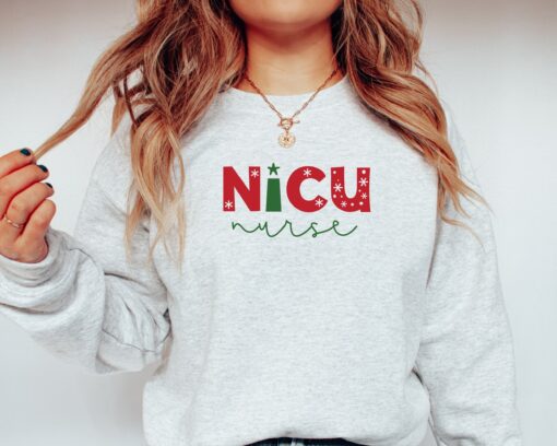 nicu nurse christmas sweatshirt with fun design for holiday spirit and comfort colors ideal for nicu nurses celebrating the season bbdbj