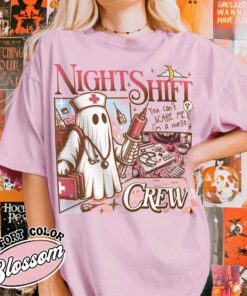 night shift crew ghost shirt vintage halloween nurse t shirt womens night shift crew shirt 1z49b