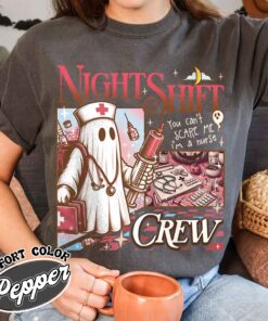 night shift crew ghost shirt vintage halloween nurse t shirt womens night shift crew shirt d7svi