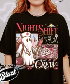 night shift crew ghost shirt vintage halloween nurse t shirt womens night shift crew shirt zjryg