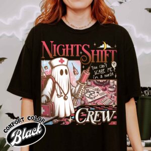 night shift crew ghost shirt vintage halloween nurse t shirt womens night shift crew shirt zjryg