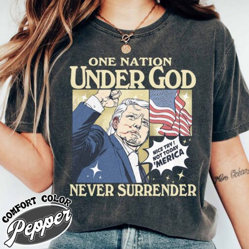 one nation under god shirt vintage political rally t shirt womens never surrender election shirt 17zv2