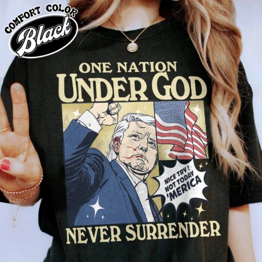 one nation under god shirt vintage political rally t shirt womens never surrender election shirt 6a0nz