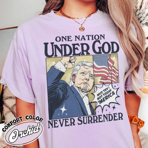 one nation under god shirt vintage political rally t shirt womens never surrender election shirt