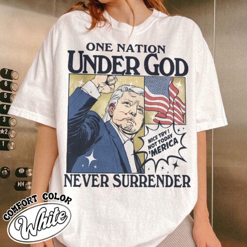 one nation under god shirt vintage political rally t shirt womens never surrender election shirt wjqcd