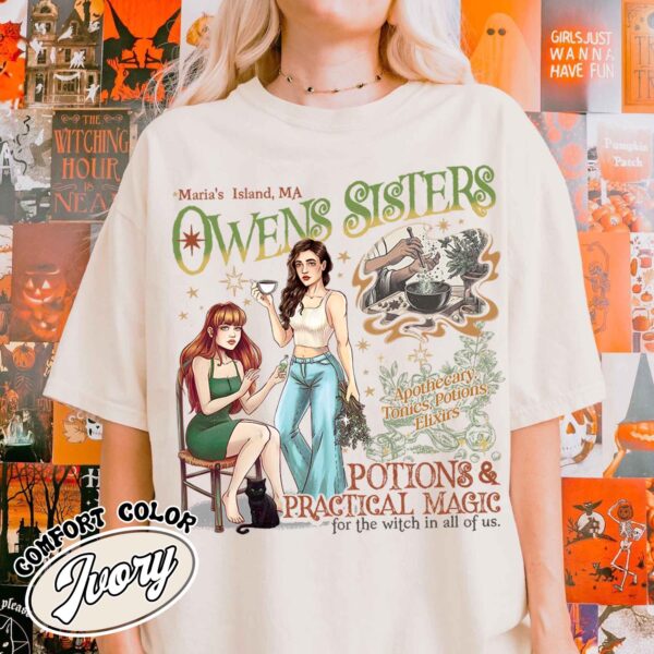 owens sisters apothecary shirt vintage witchy halloween shirt womens fall apothecary t shirt zhziv