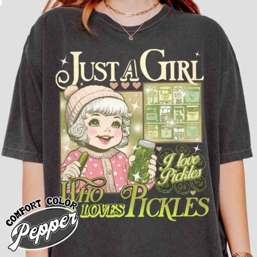 pickle t shirt vintage just a girl who loves pickles t shirt womens christmas gift shirt iyt9f