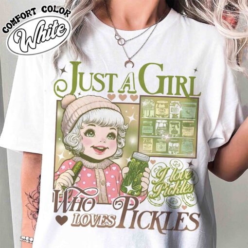 pickle t shirt vintage just a girl who loves pickles t shirt womens christmas gift shirt ugmju