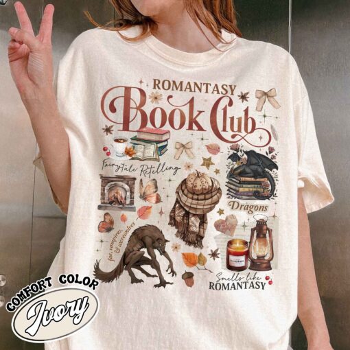 romantasy reader book club vintage fall bookish womens t shirt fall in love with reading tee mhtoj