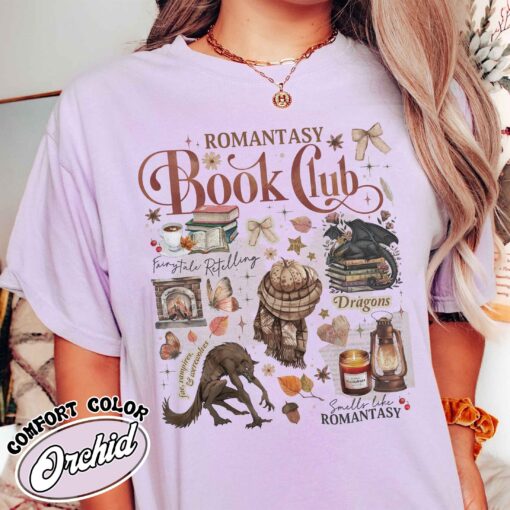 romantasy reader book club vintage fall bookish womens t shirt fall in love with reading tee