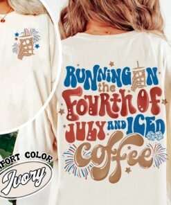 running on the 4th of july and iced coffee comfort colors shirt vintage patriotic coffee lover womens independence day t shirt keoog