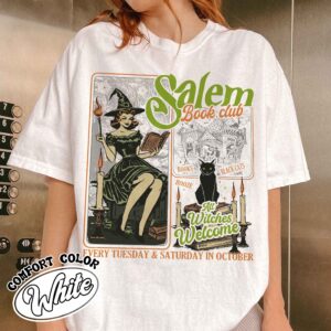 salem book club shirt vintage halloween bookish womens t shirt black cat spooky salem witch shirt qtx6e